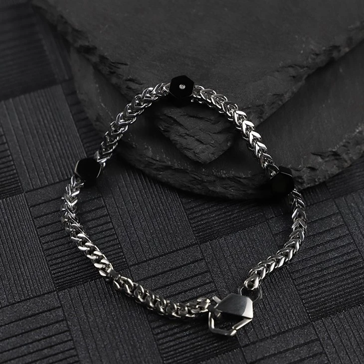 Geometric Zircon Station Curb Chain Bracelet price Geometric Zircon Station Curb Chain Bracelet price