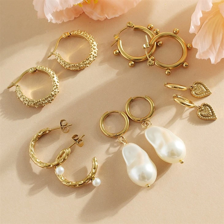 316L Stainless Steel Gold Hoop Earrings Collection