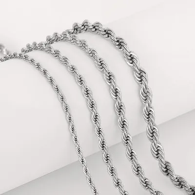 sliver Rope twisted Chain bracelet necklace sliver Rope twisted Chain bracelet necklace