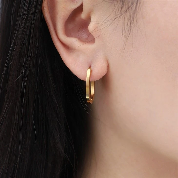 Stainless Steel PVD Polished Mini Oval Hoop Earrings high quality Stainless Steel PVD Polished Mini Oval Hoop Earrings high quality